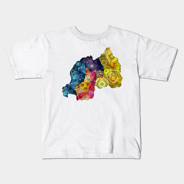 Spirograph Patterned Rwanda Provinces Map Kids T-Shirt by RachelEDesigns